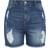 Yours Curve Ripped Stretch Denim Shorts - Blue