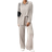 Shein PETITE 2pcs Women Spring & Autumn Casual Solid Color Long Sleeve Shirt And Pants Set