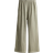 H&M Wide Linen Blend Trousers - Khaki/Striped
