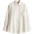 H&M Oversized Linen Shirt - Light Beige/Striped