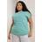 Yours Curve Striped Grown Sleeve Cotton Tshirt - Teal Blue