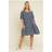 Yours Ditsy Floral Tiered Mini Dress - Dark Navy