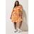 Yours Graphic Check Tie Neck Mini Dress - Orange