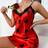 Shein Valentine's Day Gift Lace Trim Heart Print Nightgown - V-Neck