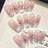 Shein Pink Cat Eye French 3D Butterfly Pearl Crushed Diamond Hand Acrylic Press On Nails - Pink