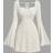Shein Women White Lace Jacquard Flare Sleeve Short Knit Dress - White