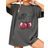 Shein Stugaz Plus Size Women Cherry Print Round Neck Loose T-Shirt - Dark Grey