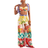Shein Zivah Beach New Spring And Summer Casual Holiday Bowknot Shoulder Straps Chest-Wrapped Heart Collar Cropped Top + Wide-Leg Super Trousers Full Of Underwater World Colorful Print Women's Two-Piece Set