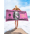 Shein Soft Beach With Dollar Print 1pc Bath Towel Black, Pink (150x70cm)