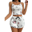 Shein Bowknot Decorated Heart Printed Cami Shorts Home Clothes White Set