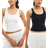 Bershka Scoop Neck Ribbed Tank Top 2 pack- White/Black