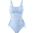 Shein Swim Lushoire 2pcs Mature & Sexy Striped Fabric Tankini Top And High Waisted Briefs Bikini Set