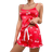 Shein Women's Cherry Graphic Cami Top With Bow Tie Straps And Frill Trim Shorts, Summer Pajama Set