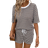 Shein Luneh Women Color Blocking Striped Short Sleeve Shorts Two Piece Set For Vacation And Leisure