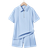 Shein Tween Boy Loose Fit Casual Solid Color Knitted Short Sleeve Polo Shirt And Shorts pcsSet