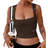 Shein Womens Solid Color Simple Casual Square Neck Camisole