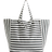 H&M Cotton Canvas Beach Bag - Dark Grey/Striped