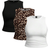 Shein EZwear 3pcs/Set Casual Solid & Leopard Print Pattern Women's Tank Tops, Summer