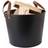 Charles Bentley Mulberry Large Leather Handle Log Bucket Black
