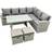 Fimous 8 Seater Garden Outdoor Rattan Furniture with 2 Small Footstools Light Grey Mixed Patio Dining Set