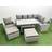 Fimous Rattan Garden Furniture Outdoor 9 Seater Corner Sofa Sets with Dining Table Chair 2 Big Footstools Light Grey Mixed Patio Dining Set