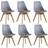 Life Interiors Set of 6 Tulip Dining Chairs Leather Padded Seat Solid Wood Legs Grey One Size Chair