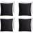 OHS 4 Pack Matte Velvet Piped Filled Covers Set 45cm x 45cm Cushion Cover Black