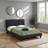 SECONIQUE Arran 4'6" Double Black Faux Leather Frame Bed