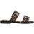 Ganni Buckle Two Strap Sandal - Denim Print Leopard