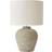 ValueLights Reid Linen Drum Shade Stone Grey Ribbed Ceramic Lamp Table Lamp