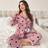 Shein Contrasting Trim Collar Open Front Heart Bubble Crinkle Women Pajama Set