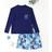 Shein Teen Boys Letter Print Long Sleeve Top & Shorts Swimwear Set - Summer/Beach