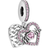 Pandora Heart & Mum Dangle Charm - Silver/Pink