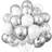 Shein 10-Inch Elegant White Metallic Silver Foil Balloon 24pcs