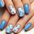 Shein Set Of Medium Square Press-On Nails - Blue Floral
