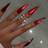 Shein Long Stiletto Crystal Red Cat Eye Tip Acrylic Press On Nails Set - 1pc