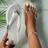 Shein Women Silver Faux Leather Flat Sandals - Silver