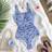 Shein Teen Girls Blue Sweet Plaid Cherry Print One-Piece Swimsuit - Blue