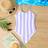 Shein Tween Girl Striped Bubble Mesh Adjustable Strap One-Piece Swimsuit - Holiday