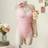 Shein Halter Neck Drawstring Waist Ruched Knitted Jacquard Swimsuit - Pink