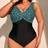Shein Plus Size Women Geometric Print Ruched One-Piece Swimsuit