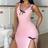 Shein Colorblock Trim Bow Decor Slit - Nightgown