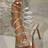 Shein Sexy Super High Heel Rhinestone Decorated Snake Wrap Sandals - Silver