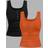 Shein Buttoned Criss-Cross Back Pleated Summer Tank Tops - Black/Orange