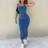 Shein Women's Denim Dress Casual Fitted Sleeveless Beach Dress - Blue