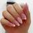 Shein Add A Touch Of Romance With 24pcs Medium Almond Shape Press On Nails - Pink French Heart/Glitter
