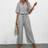 Shein Women Linen Solid Color Drop Shoulder Blouse And Pants - Casual Suit