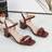 Shein Summer Wine Red Ruched High Heel Sandals - Summer Wine Red