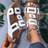 Shein Ladies Summer Casual Platform Slipper With Rivet - Black/White/Blue