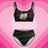 Shein Cute Cartoon & Letter Print Bra And Panty Set - Black/White